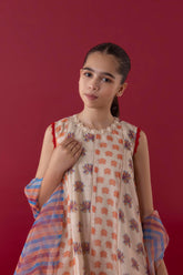 Stitched Kids Khaddi Net Embroidered Suit